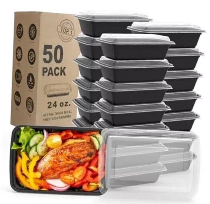 50 Pack Meal Prep Containers 24oz with Lids,Reusable Microwave Freezer SafeBoxes