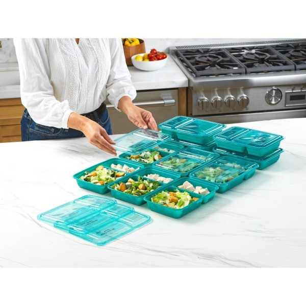 Meal Prep 2 Compartment Rectangle Containers + Lids – 3Cups