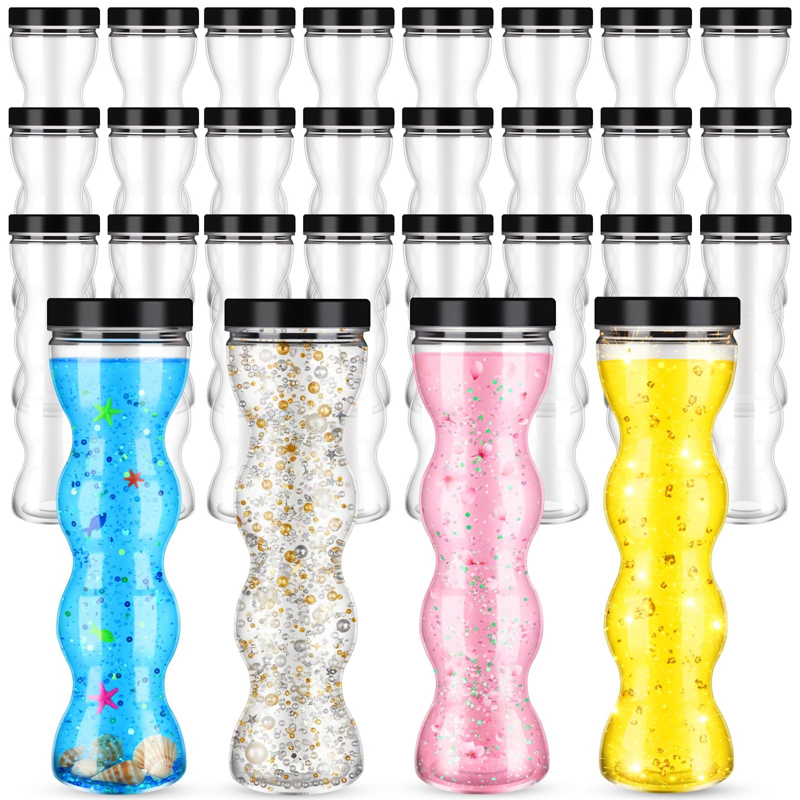 Ferrochef 24 Pcs Sensory Bottles Empty DIY Plastic Reusable Clear Plastic Sen…