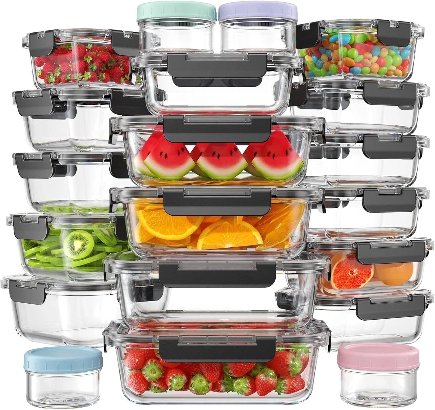 High-Quality 40 PCS Glass Storage Containers – Microwave & Dishwasher Safe