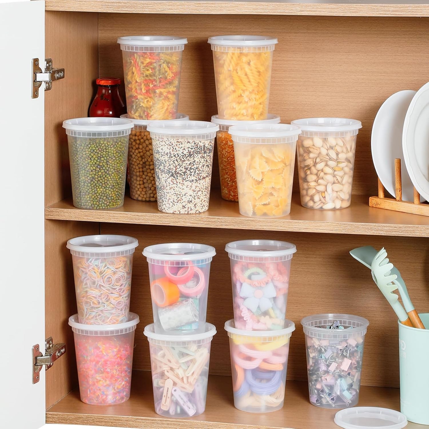AOZITA 20 Sets 32 oz Plastic Deli Food Containers With Lids, Airtight Food Stora