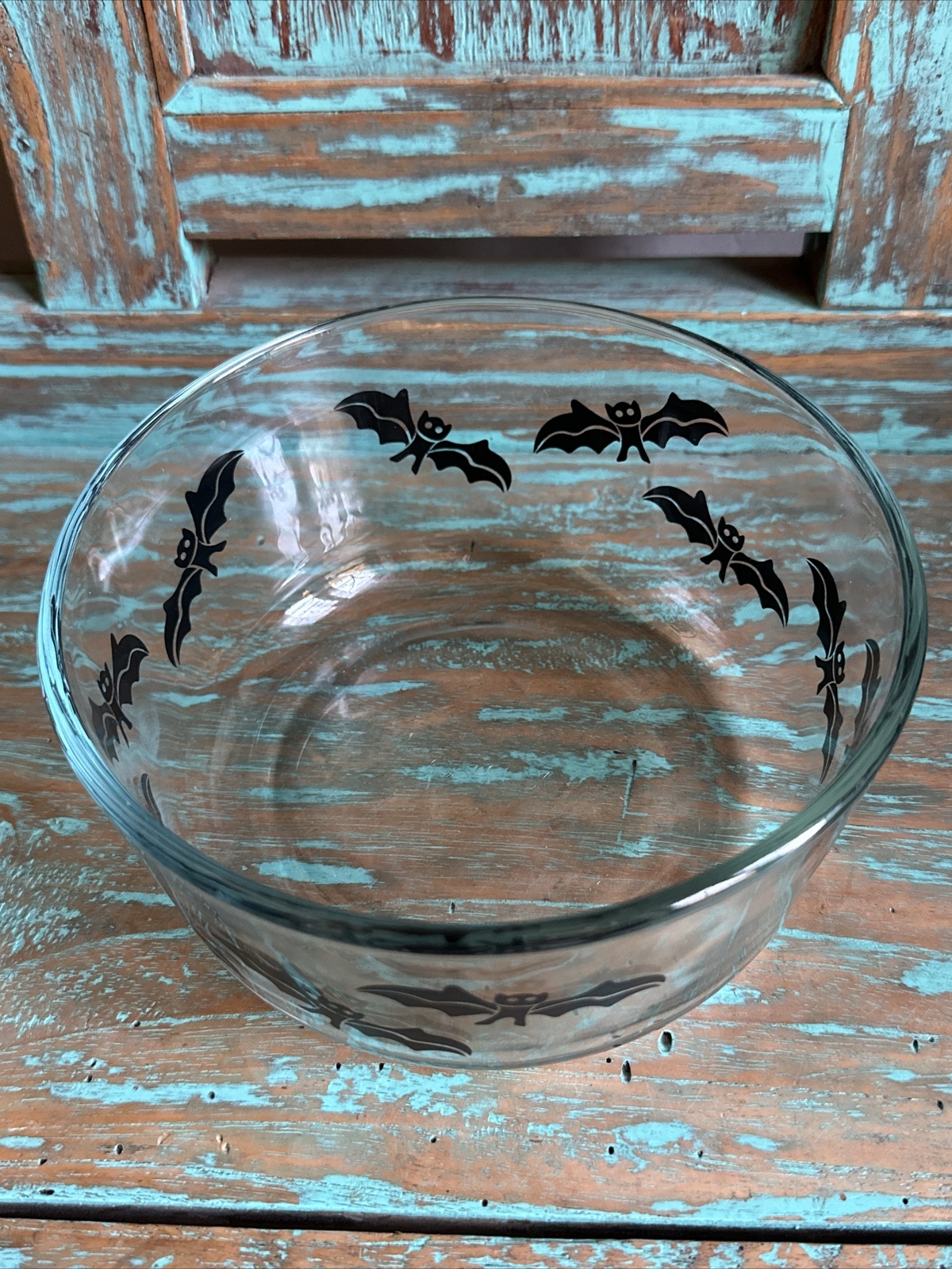 Pyrex Glass 1 Qt Storage Container With Black Bats 4 Cups Black Lid Halloween