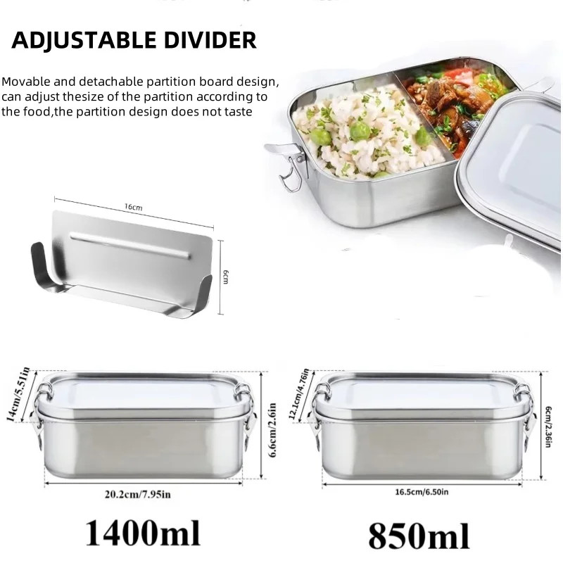 1 Pc Leakproof Stainless Lunch Box Bento Meal Prep Container Dishwasher Safe