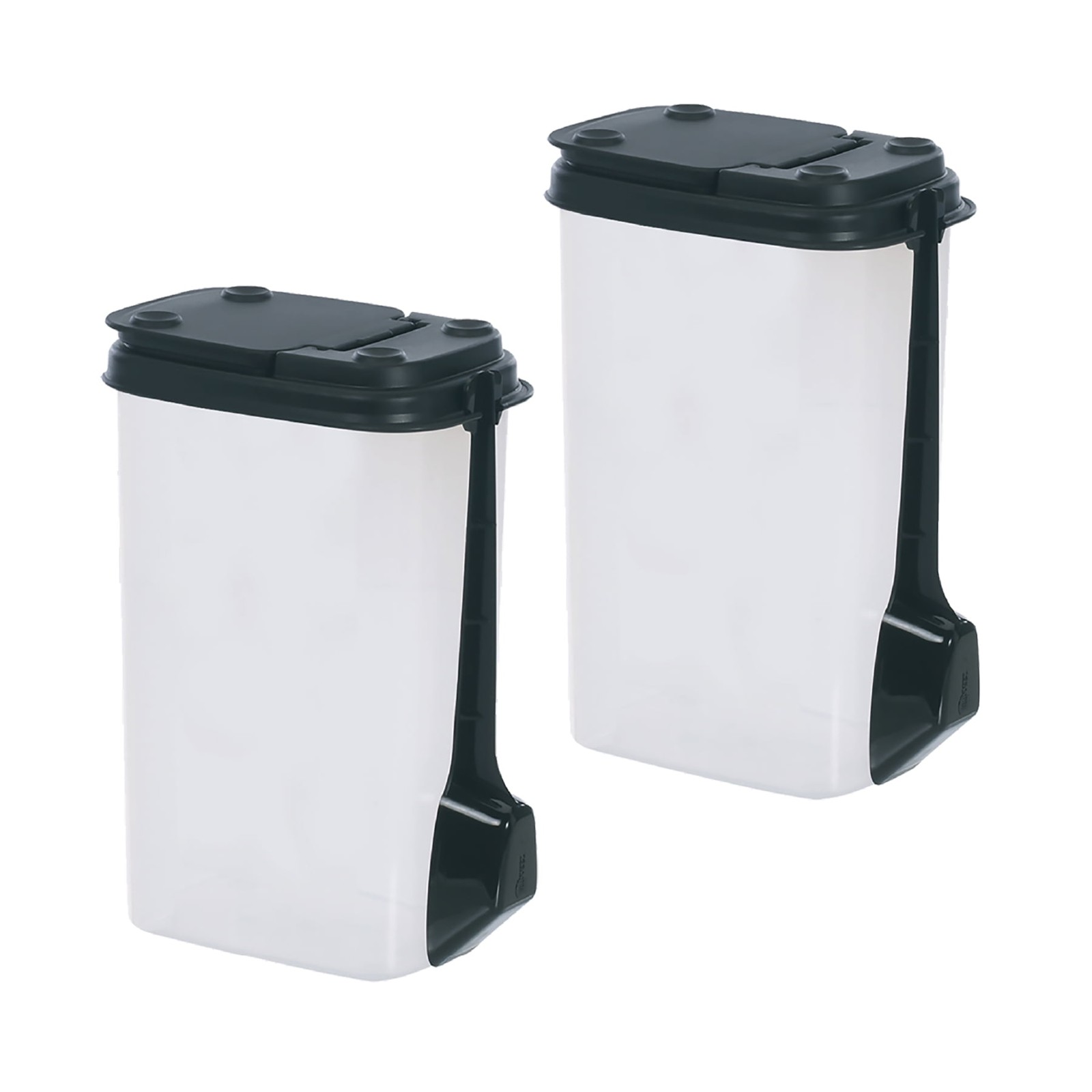 Set of 2, 1.6 Quart Plastic Coffee Canisters with Attached Measuring Scoops