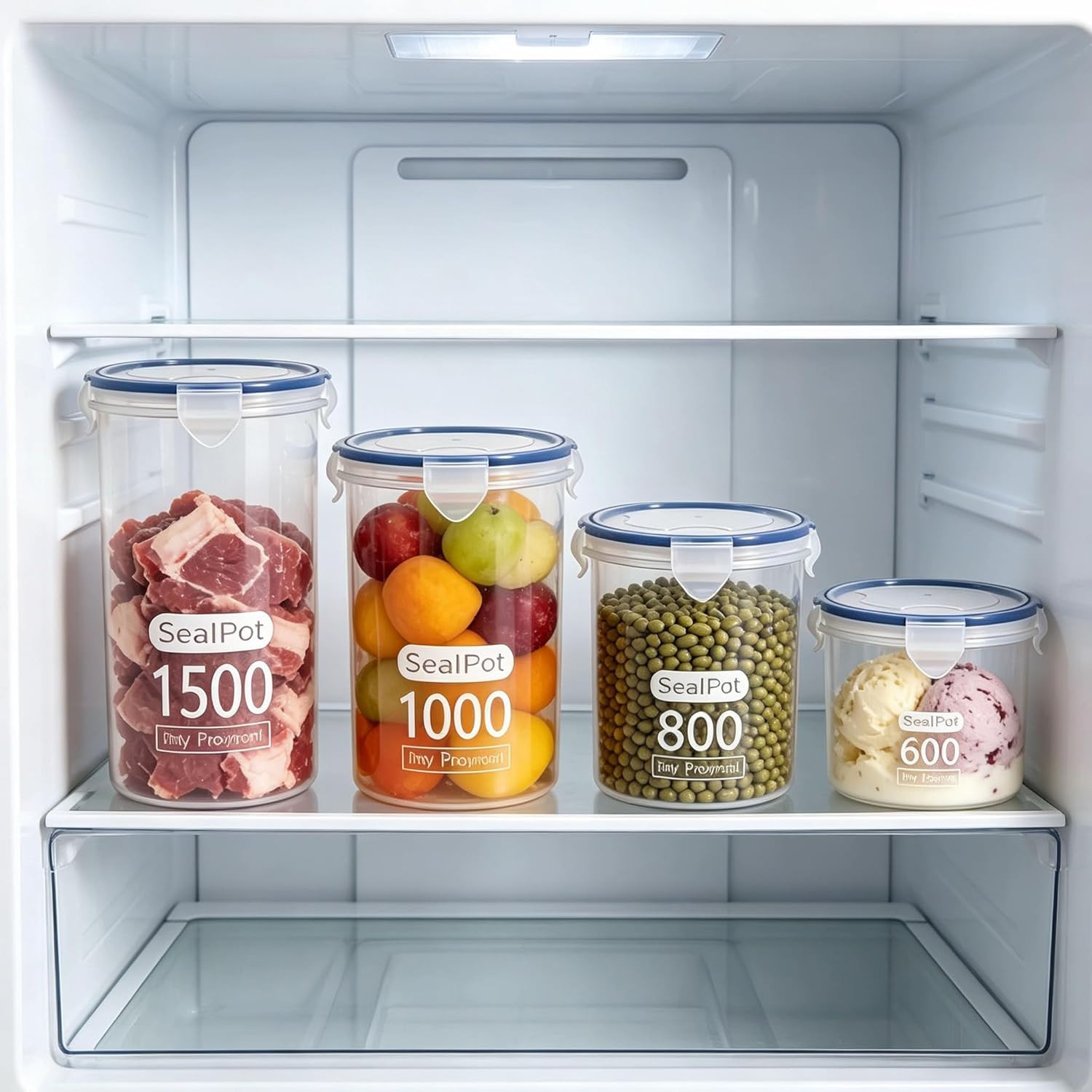 Food Storage Containers Set for 4 Pack, Freezer Containers with Airtight Lids…
