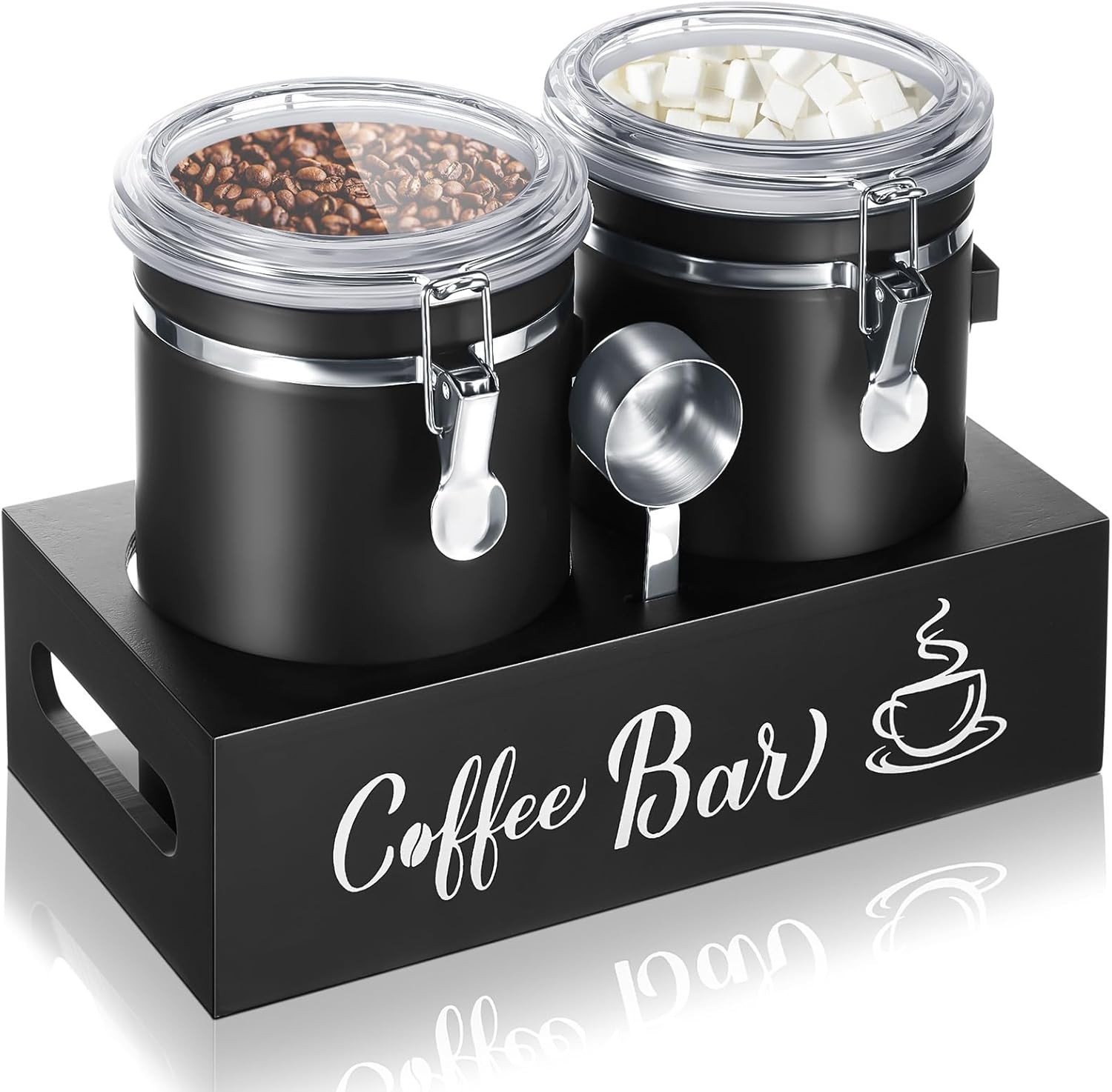 2 Pcs 66 oz Coffee Sugar Canisters with Shelf & Scoop, Easter Gifts Airtight