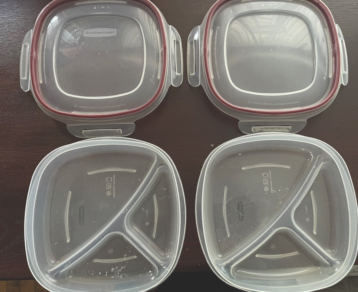 2 Rubbermaid Servin Saver Type Divided Food Storage Containers/Plate With Lid