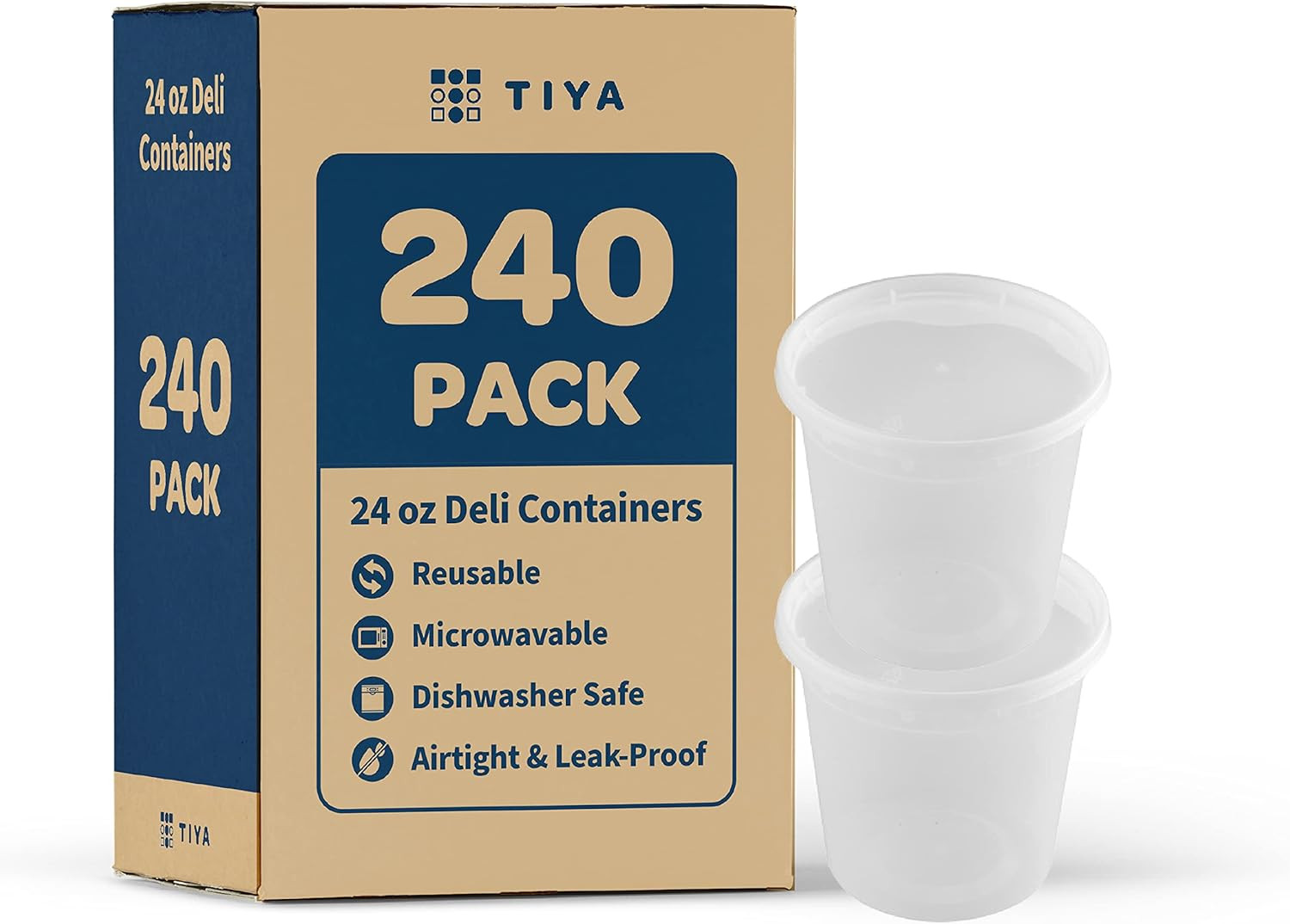 TIYA 240 Pack 24Oz Food Containers with Lids – Airtight & Reusable Storage