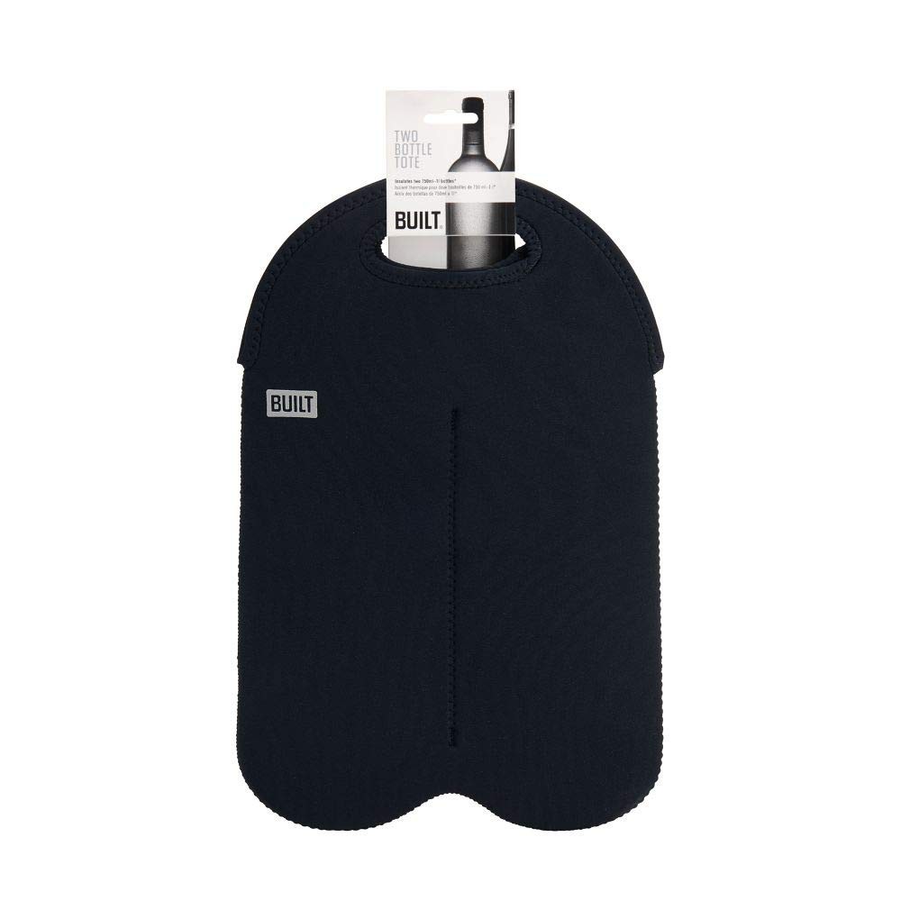 Built 2B-Blk 2-Bottle Stain Resistant Neoprene Wine/Water Bottle Carry Tote