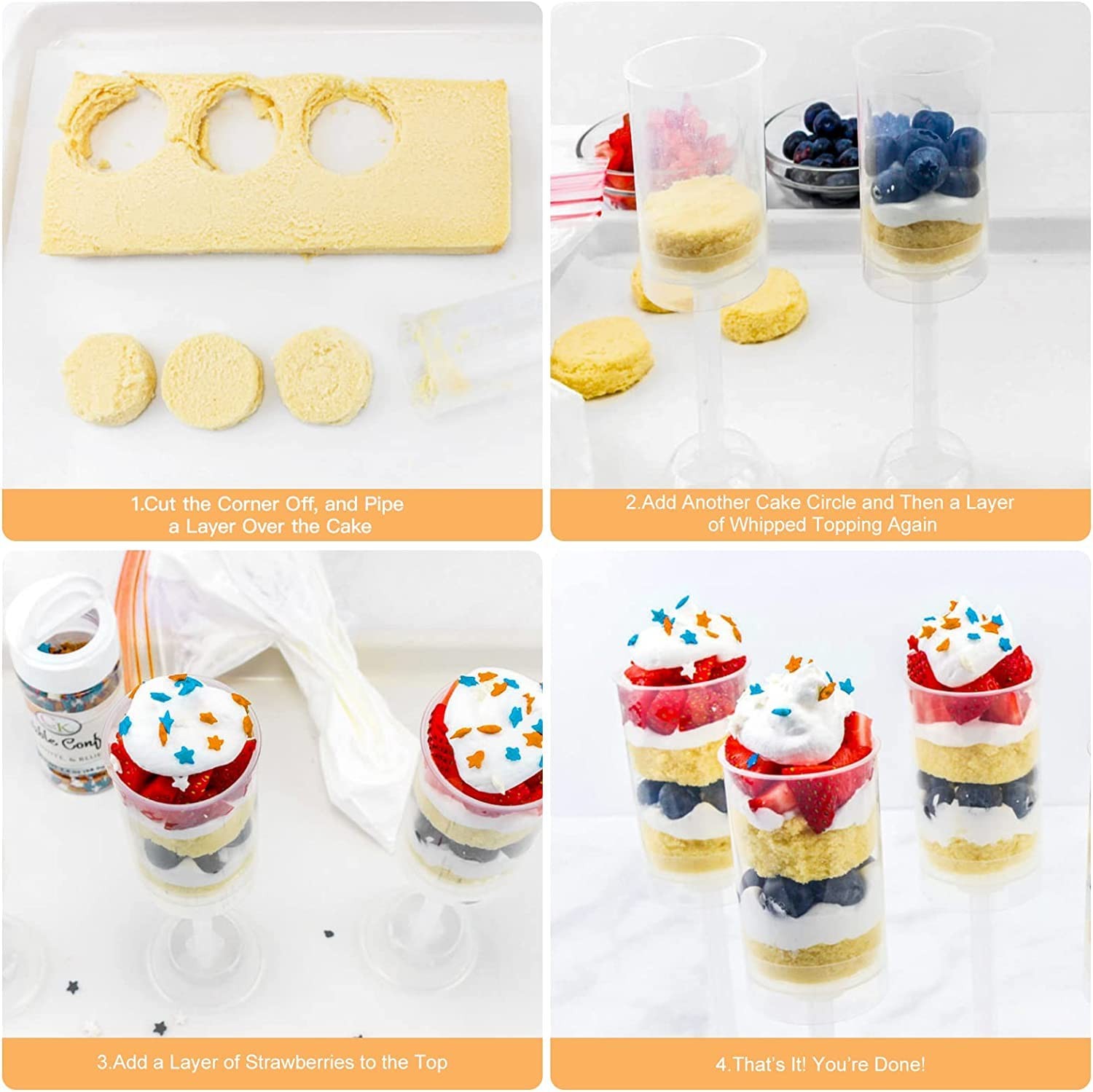 80PCS Round Shaped Clear Push- Up Cake Plastic Cake Push- Pops Containers wit…