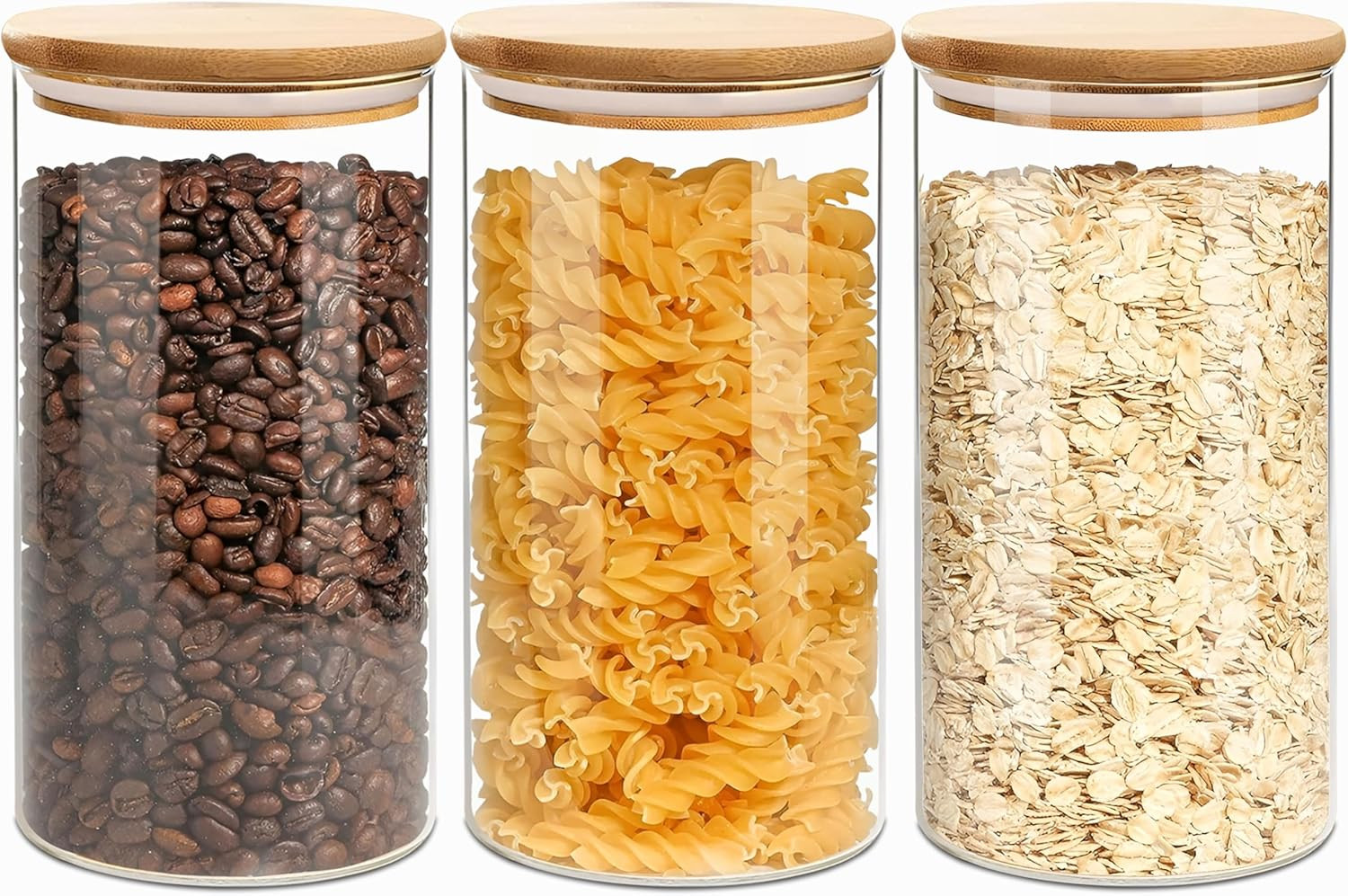 1.5 Qt round Glass Storage Containers with Lids, Clear Food Storage Container Ja
