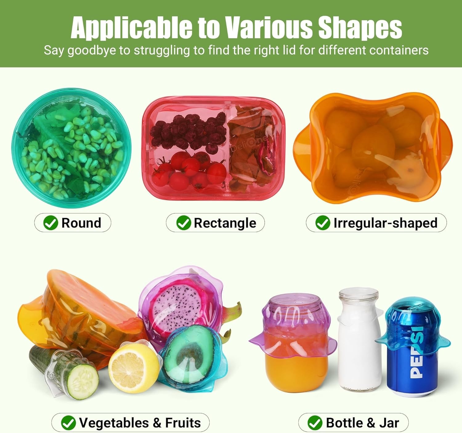 6PCS Silicone Stretch Lids – Versatile Food Storage Covers for Fresher Food