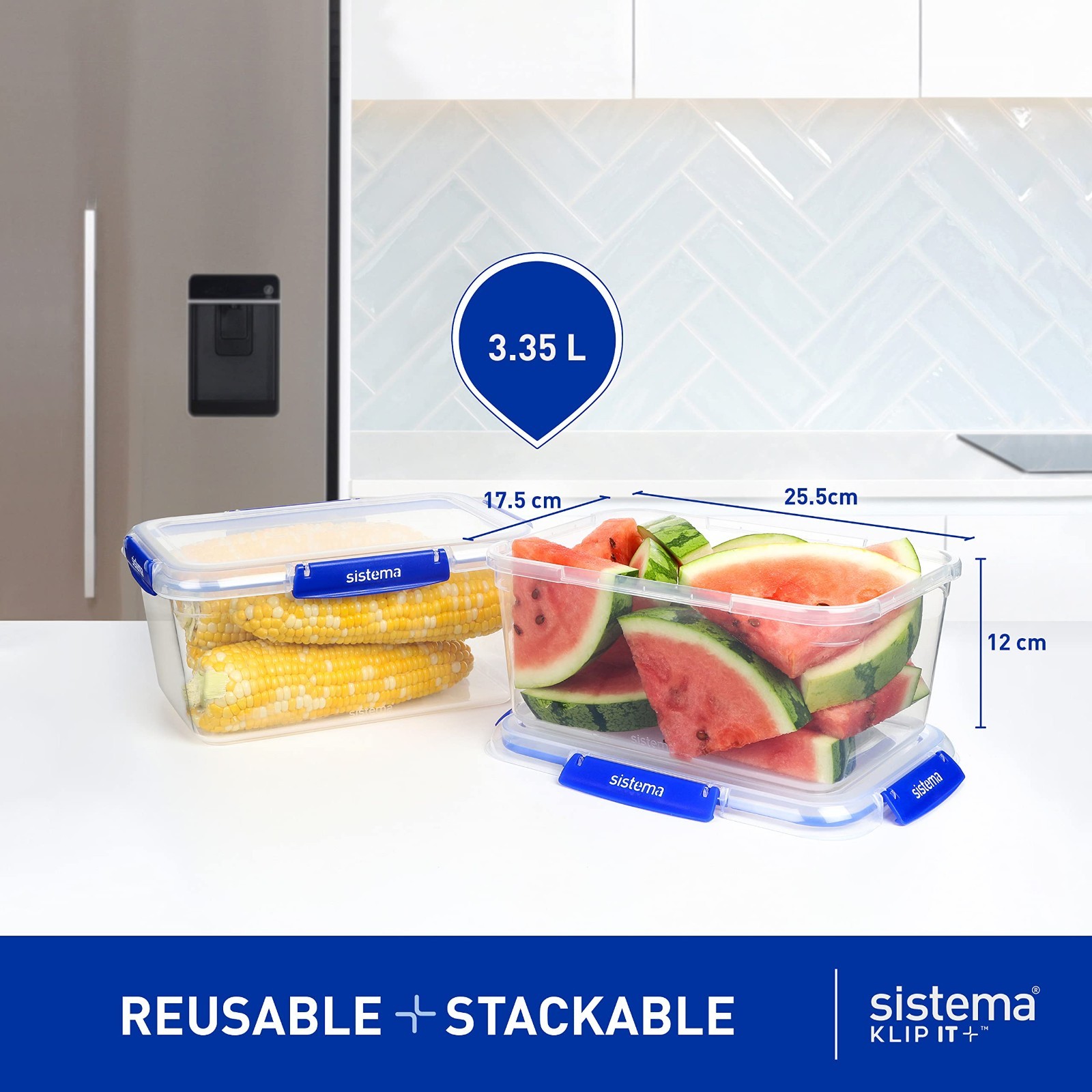 Airtight Stackable Food Storage Containers 3-Pack, 3.35L, BPA-Free, Microwave Sa