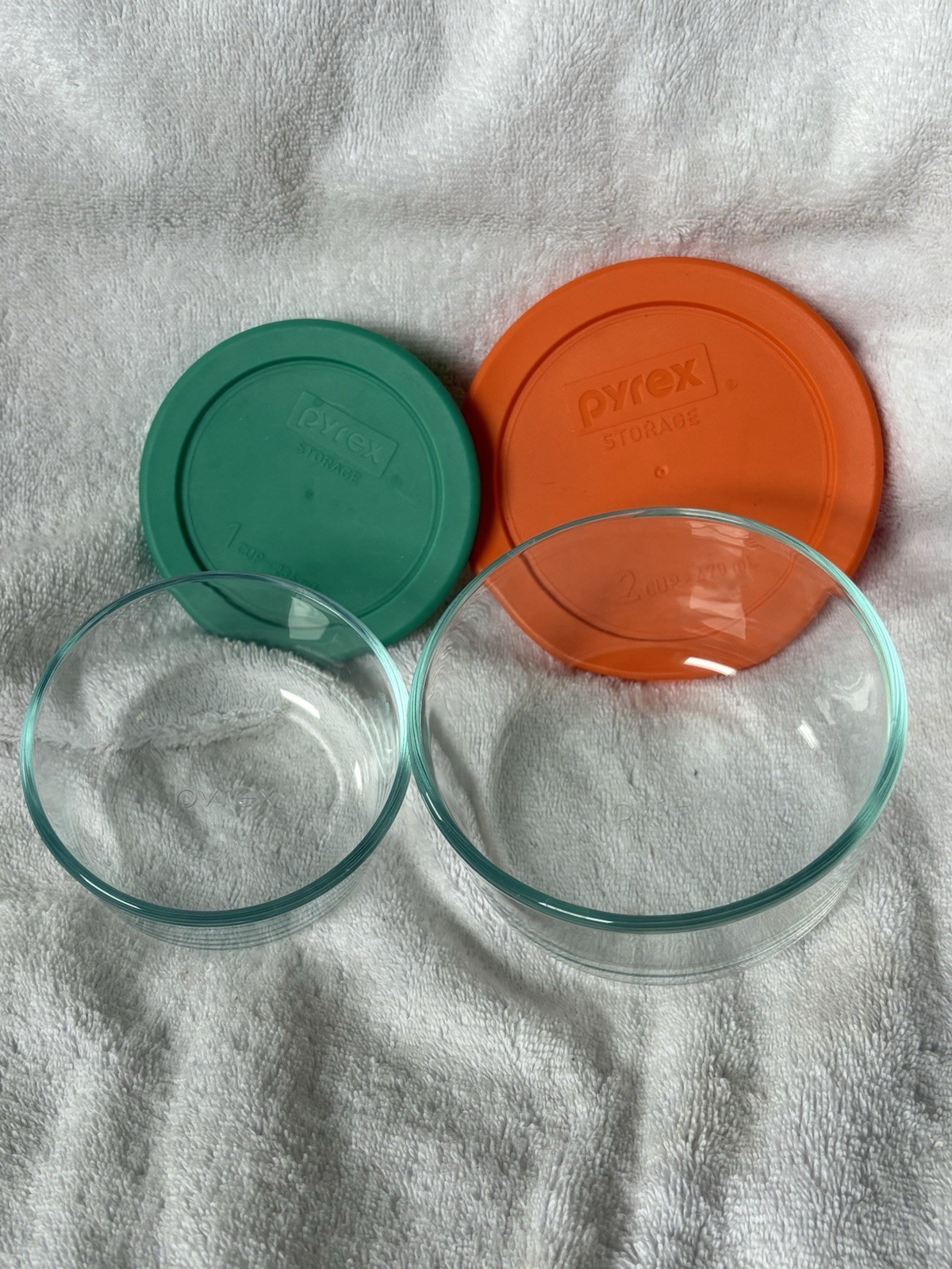 Pyrex Clear Glass Storage Containers Set Of One 1 Cup And One 2 Cup With Lids