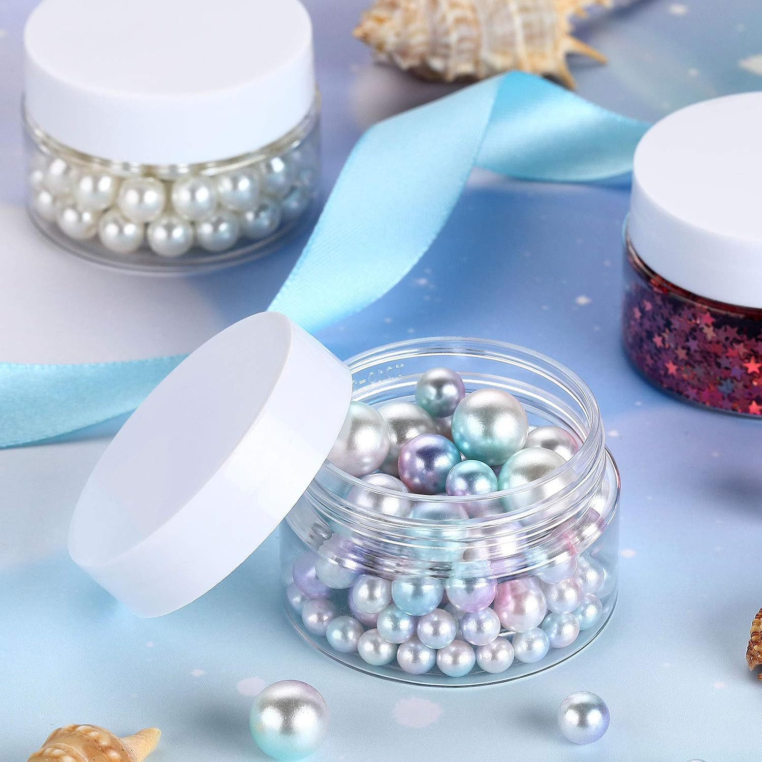 4 Pieces round Wide-Mouth Leak Proof Plastic Container Jars with Lids for Travel