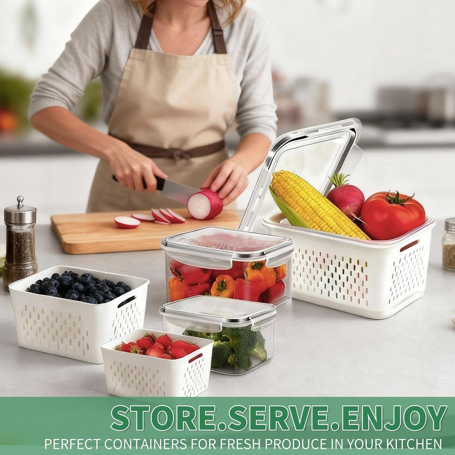 3 Pcs Fruit Containers for Fridge, Strawberry Storage Containers for Fridge, …