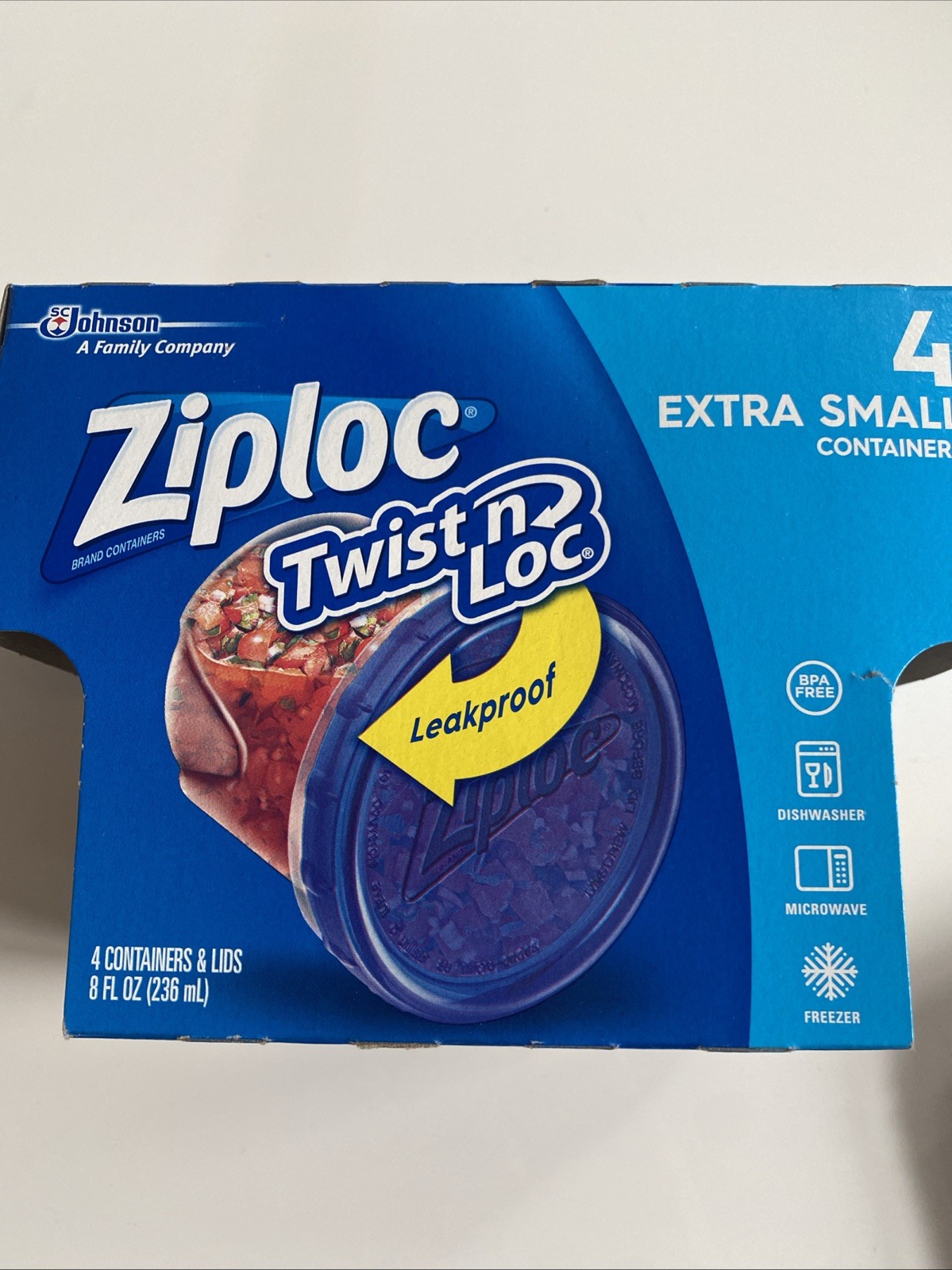 Ziploc Twist ‘N Loc Food Storage Containers Extra Small 8 Oz 4 Containers