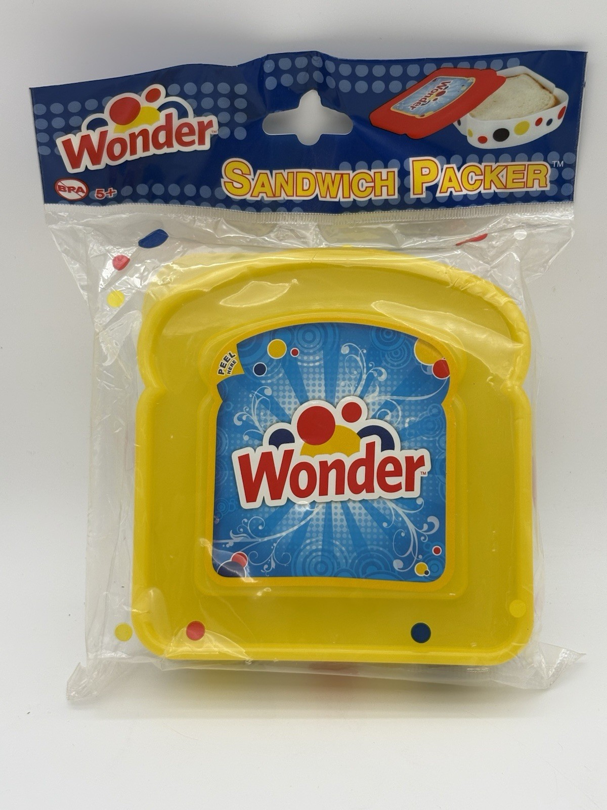 WONDER BREAD SANDWICH PACKER CONTAINER, NEW, SEALED, YELLOW