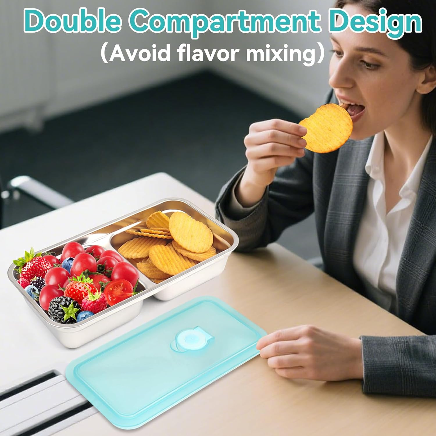 Stainless Steel Snack Containers, 4 Pack Grab and Go Snack Containers Reusable,