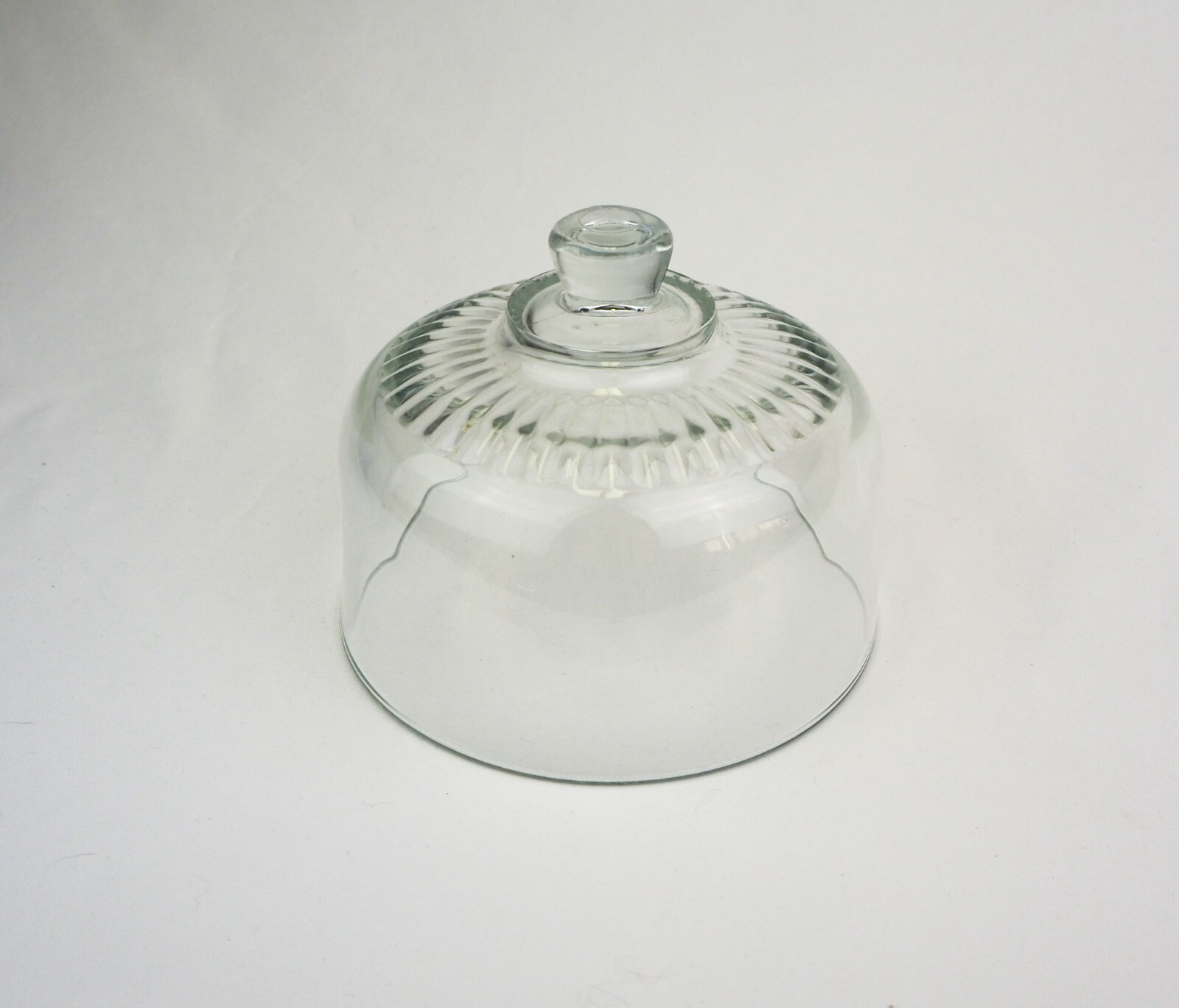 Vintage Clear Pressed Glass Food Dome Cheese Cloche Ribbed Top Made in France