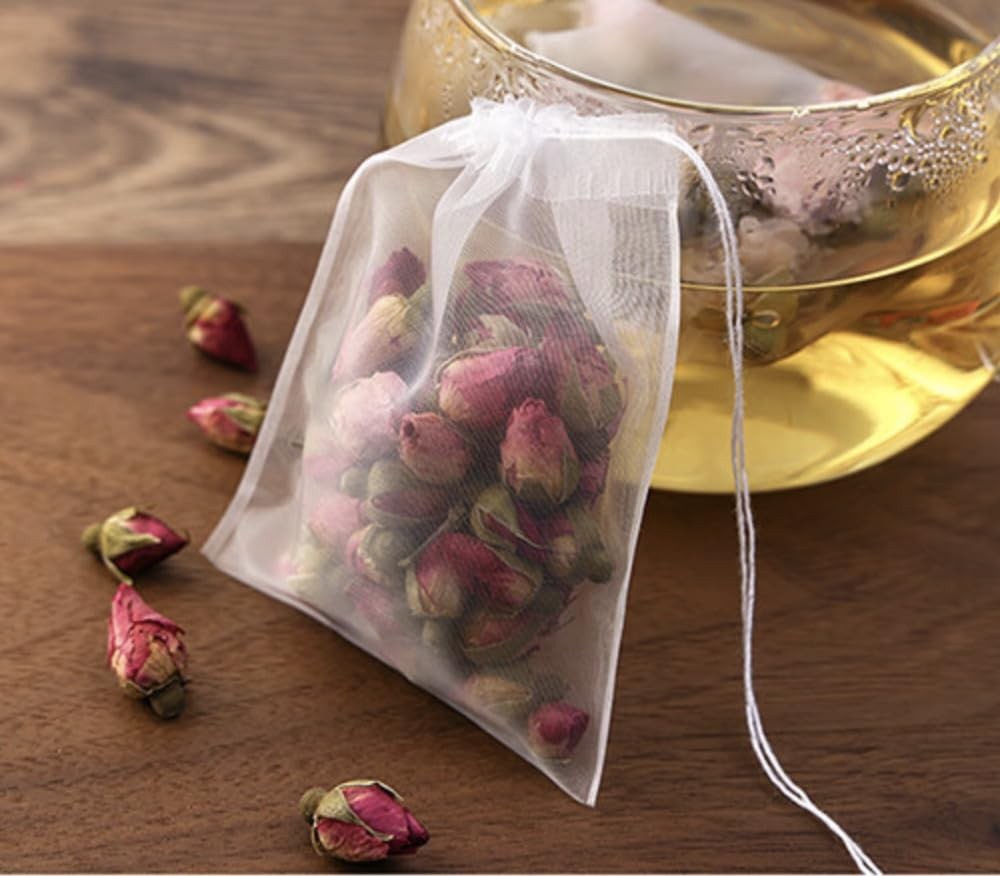 VOFSBSFE 50 Pcs Disposable Tea Filter Bags for Loose Tea, Herbs, 50pcs, White