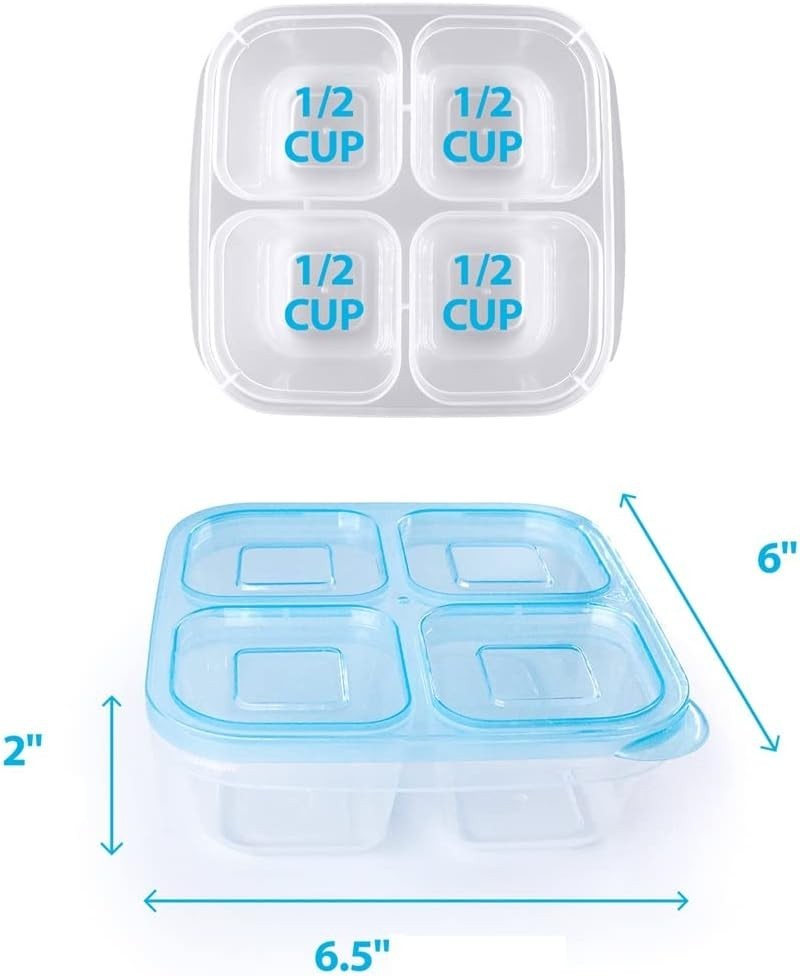 Classic Color 4-Compartment Meal Prep Containers: Set of 6, Microwave Safe