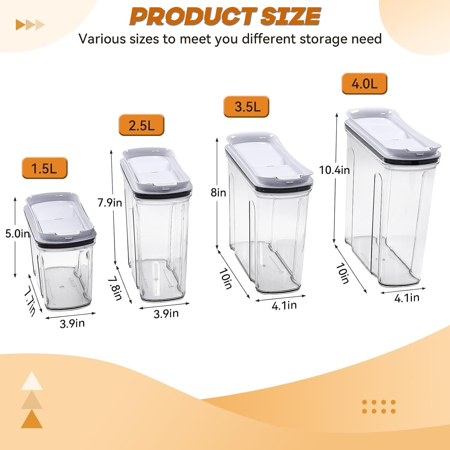 Plastic Pantry Canisters Set – Rice, Cereal, Flour, Sugar