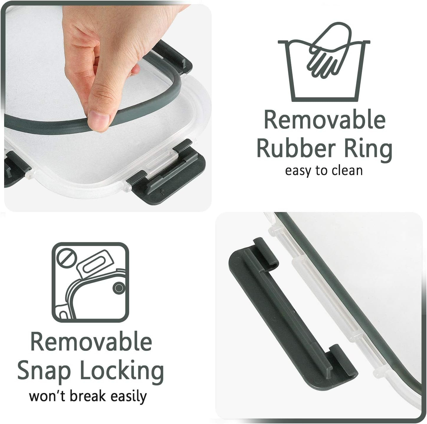 36 Oz Glass Meal Prep Containers – 5 Pack with Airtight Snap Lock Lids