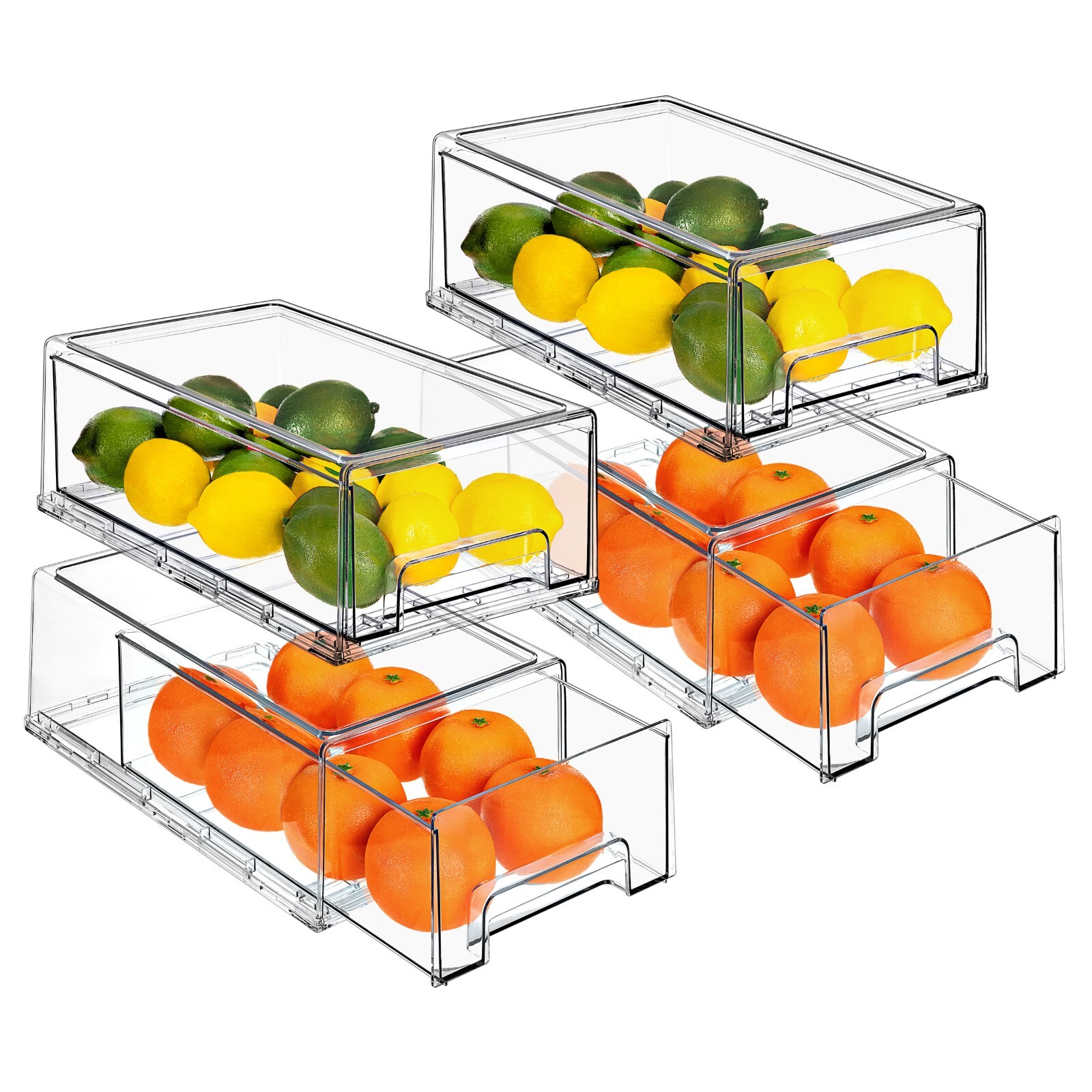 Sorbus Fridge Drawers, Stackable Pull Out Refrigerator Organizer Bins Set of 4