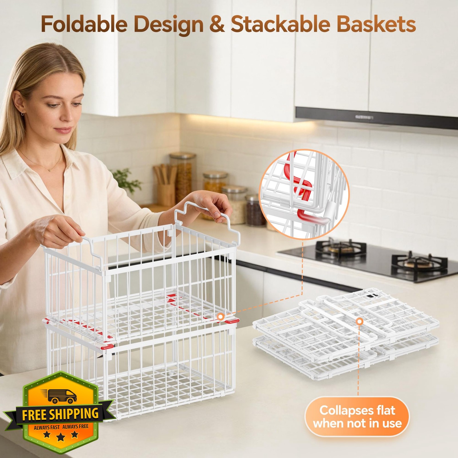 MSERCUOR Freezer Organizer Bins White 3 Pack