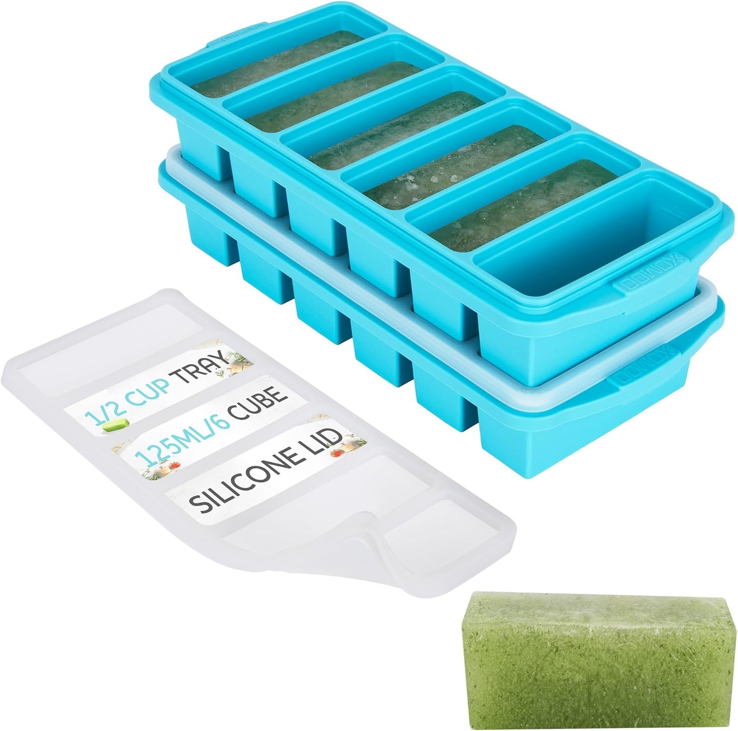 1/2 Cup Silicone Freezer Tray With Lid – Silicone Freezer Molds 2-Pack For meal