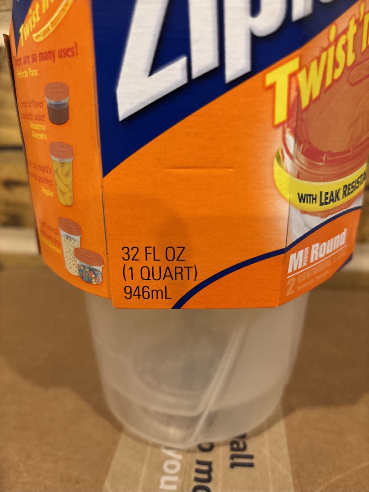 Ziploc Twist ‘n Loc Medium Round 1 Qt 32 oz Containers & Lids 2-pack Leak Resist
