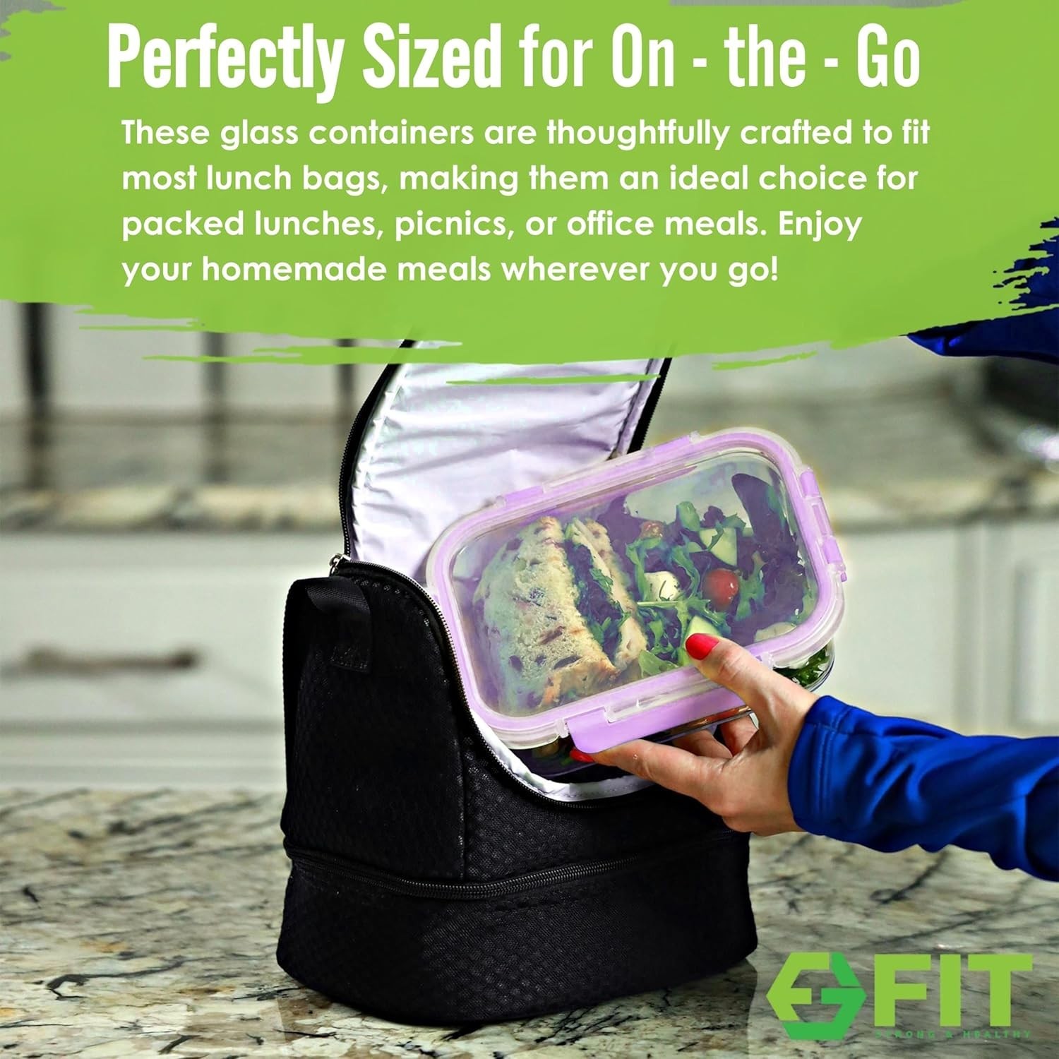 2 & 3 Compartment Glass Meal Prep Containers 4 Pack 32 oz Glass Food Storage