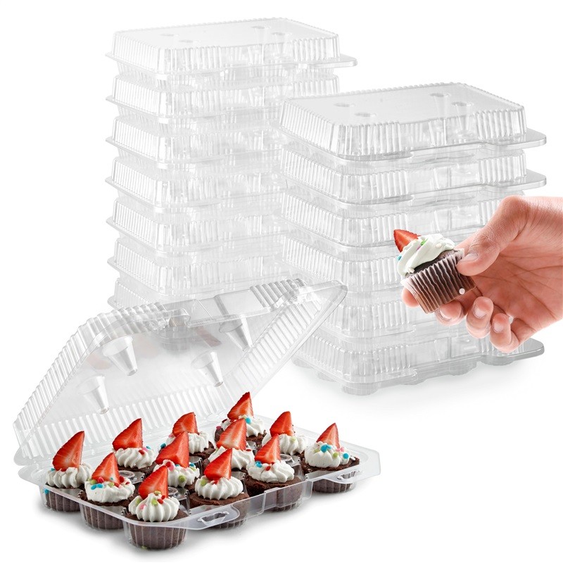 Stock Your Home Mini Plastic Cupcake Containers 20 Pack 12 Ct Tray Compartment