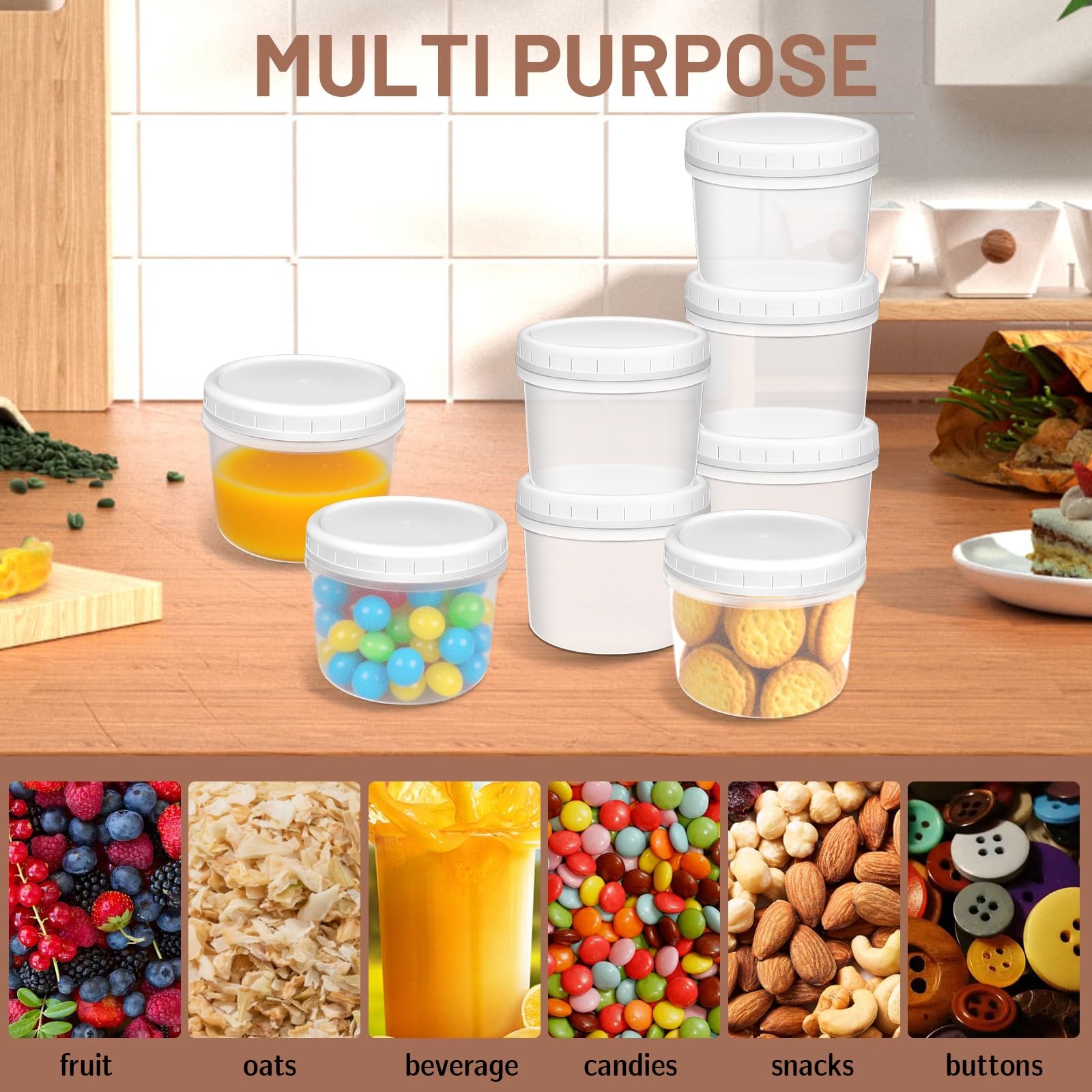 10 Pack 12oz Reusable Small Plastic Containers with Screw Lids, Small Food St…