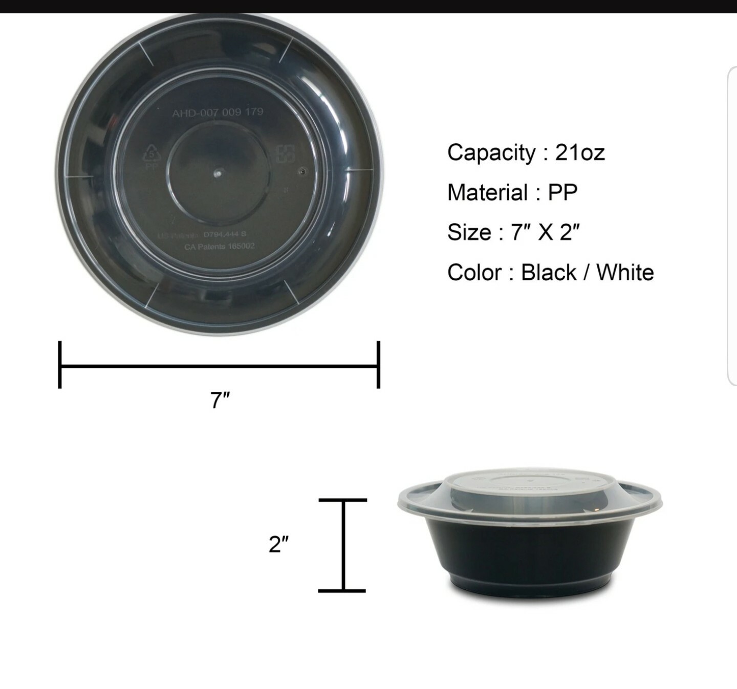 50 Set(100pcs) 21oz Reusable Microwaveable Dishwasher Safe Meal Prep Cont w lids