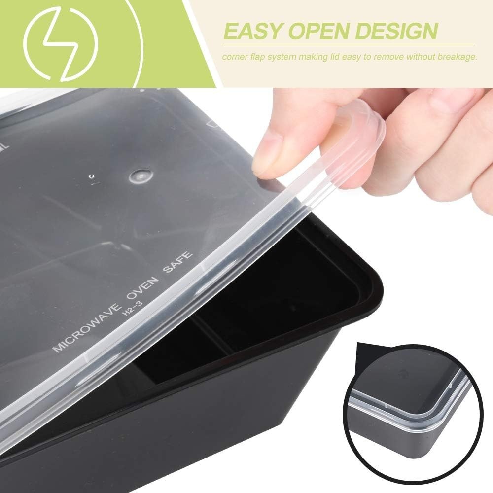 Durable 50-Pack 26 OZ Plastic Meal Prep Containers – Leak Resistant & Reusable