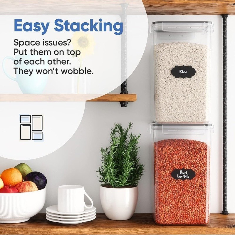 Extra Large Airtight Storage Containers 2 Pack Food Storage Canisters Dry Goods