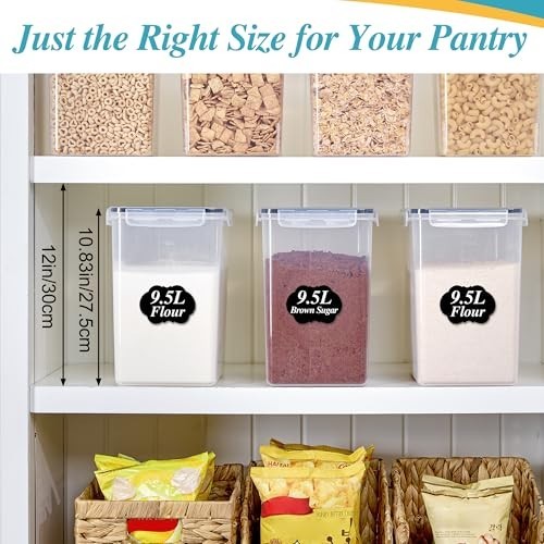 Extra Large 9.5L Airtight Storage Containers – 2 Pack for Flour, Sugar, Rice, Ba