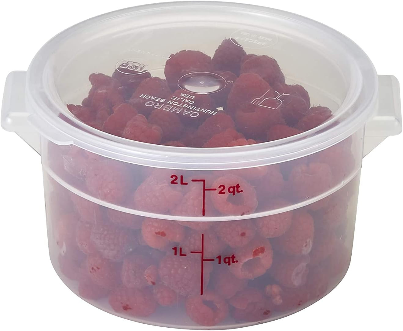 Lumintrail Cambro 2 Quart Round Food Storage Container, 2-Pack Translucent, with