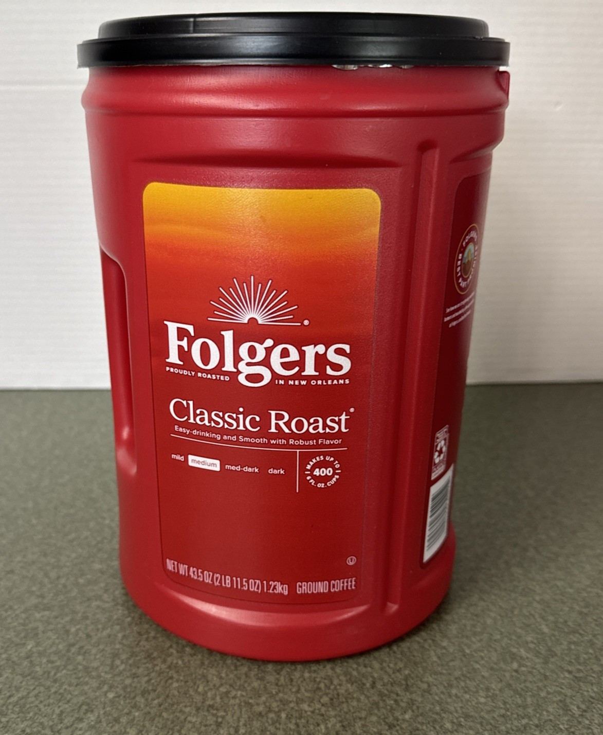4- EMPTY Folgers Large Coffee Cans Container Plastic 43.5oz Storage Containers