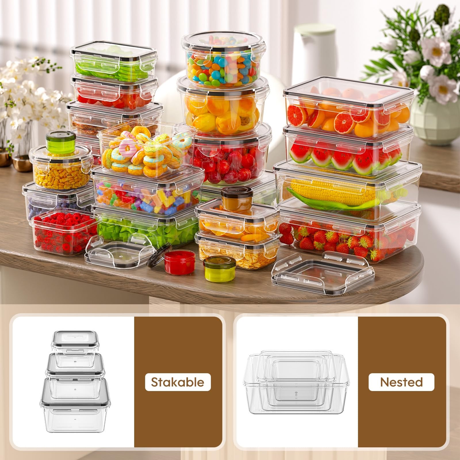 70 PCS Food Storage Containers with Lids Airtight, Total 856oz, BPA-free, Foo…