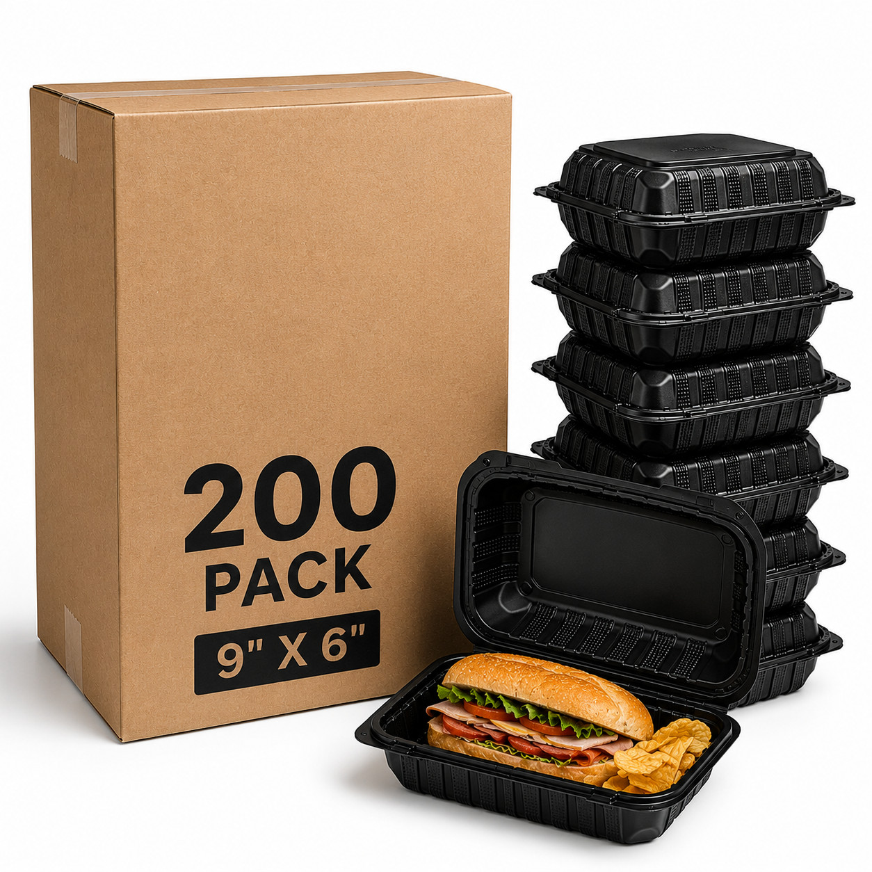 Heavy Duty Hinged Takeout Containers | Leak Resistant | Restaurant Quality
