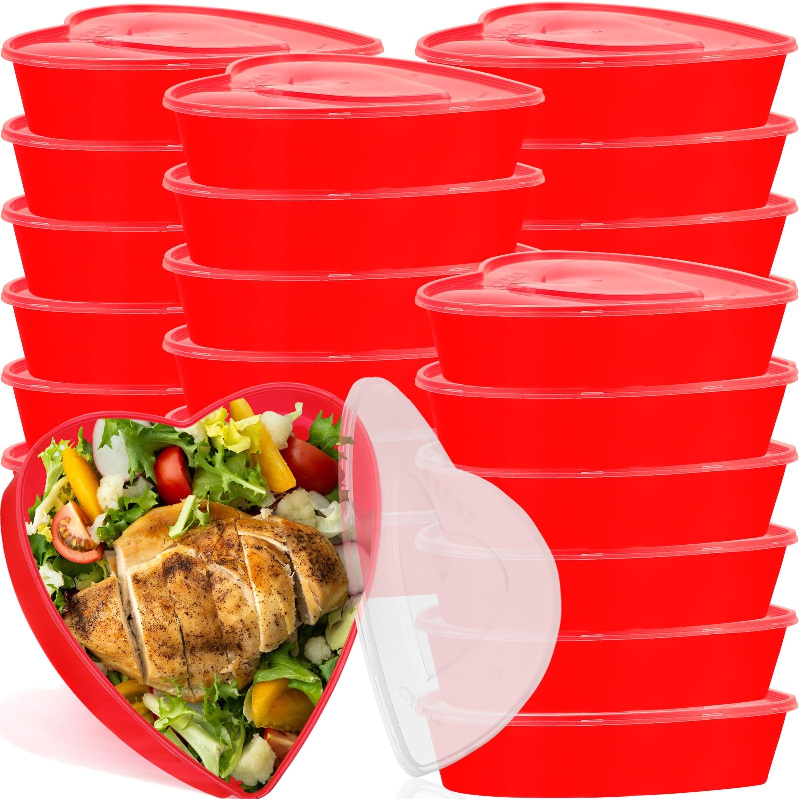 Hushee 24 Pcs Mother’s Day Mom Gift Heart Containers Plastic Food Storage Con…