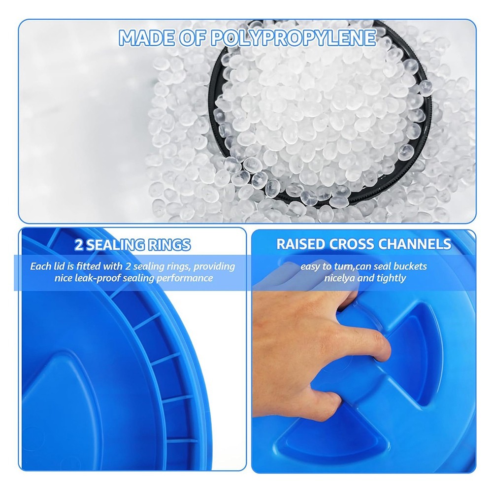 2 Pieces 5 Gallon Leak-Proof Bucket Lid Plastic Storage Buckets Seal3762