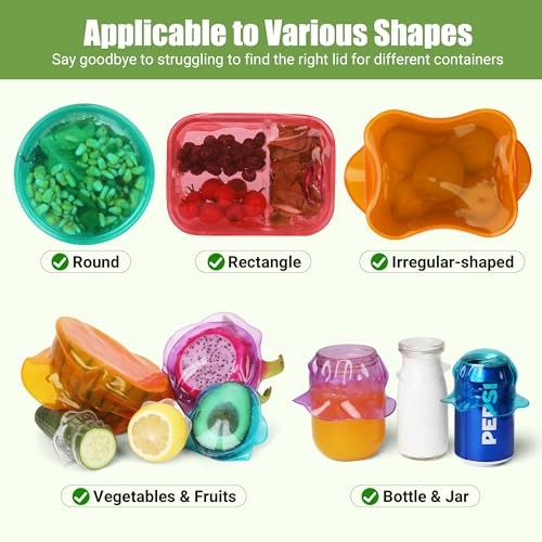 6 Pcs Silicone Stretch Lids Reusable Food Storage Covers Airtight Bowl Container