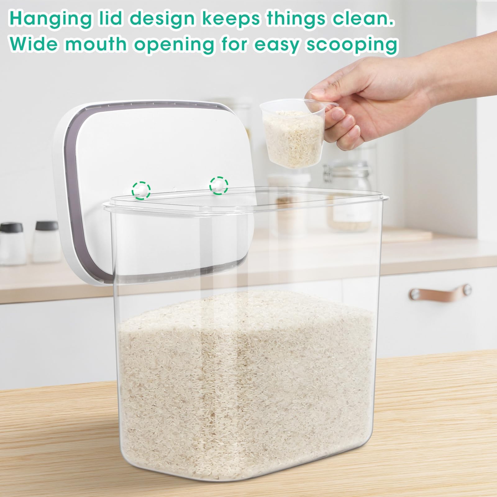 TBMax Large Rice Container 25 Lbs with EasyCarrying Handles 12.7 Qt Flour Sto…