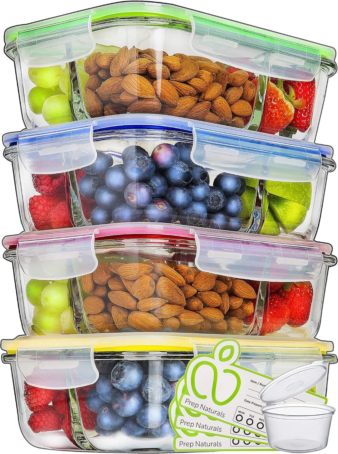 PrepNaturals 5 Pack 30 Oz Glass Meal Prep Containers Dishwasher Microwave