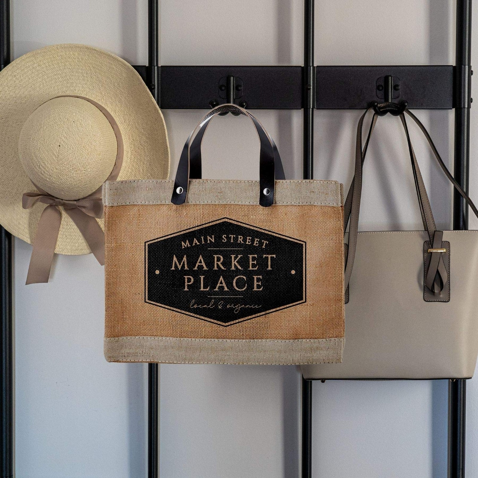 Santa Barbara Design Studio Main Street Farmers Market Tote Reusable Burlap