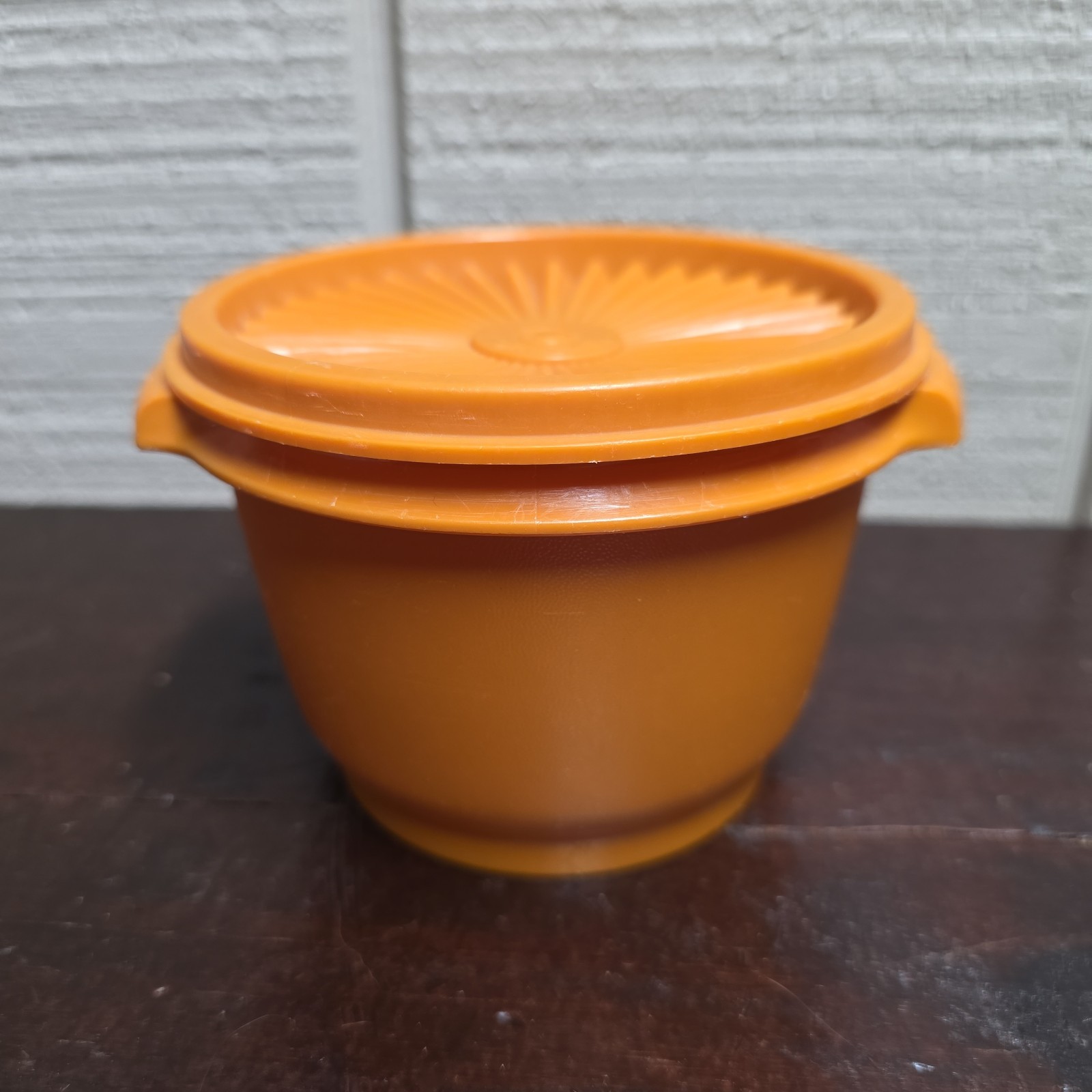 Vintage Tupperware Orange Servalier Bowl with Sunburst Lid 886-36 812-33 USA